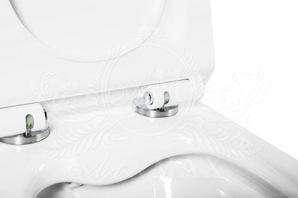 Унитаз подвесной Art&Max Ovale AM011CHR/SC безободковый, с микролифтом, белый