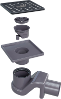 Душевой трап RGW Shower Drain SDR-14, 11х11 см, черный