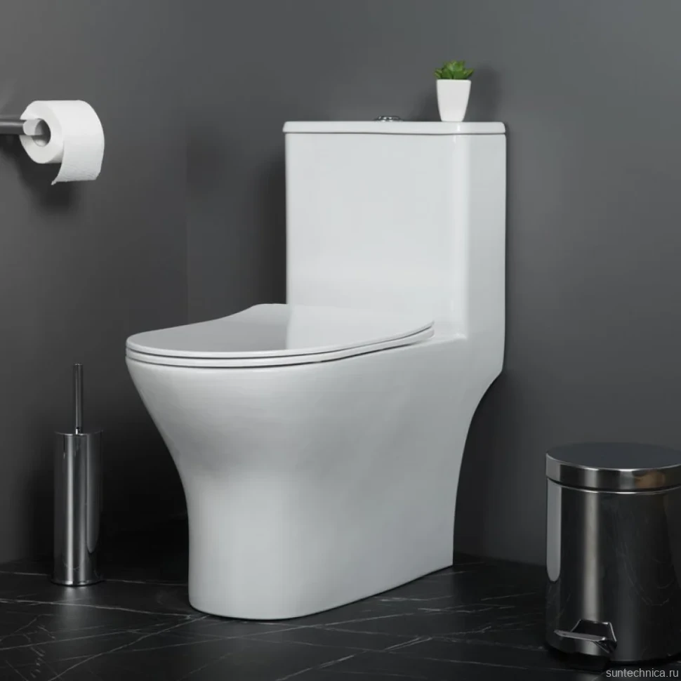 Унитаз-моноблок напольный BelBagno Lounge BB8618CPR-MN/SC безободковый, с микролифтом