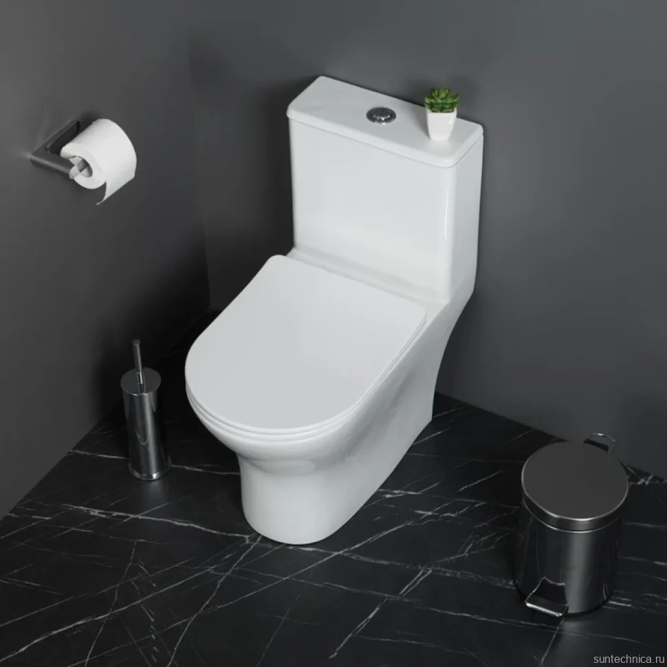 Унитаз-моноблок напольный BelBagno Lounge BB8618CPR-MN/SC безободковый, с микролифтом