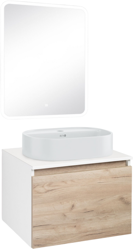 Мебель для ванной комнаты Runo Бари 60 крафтовый дуб, раковина Nuovo 50