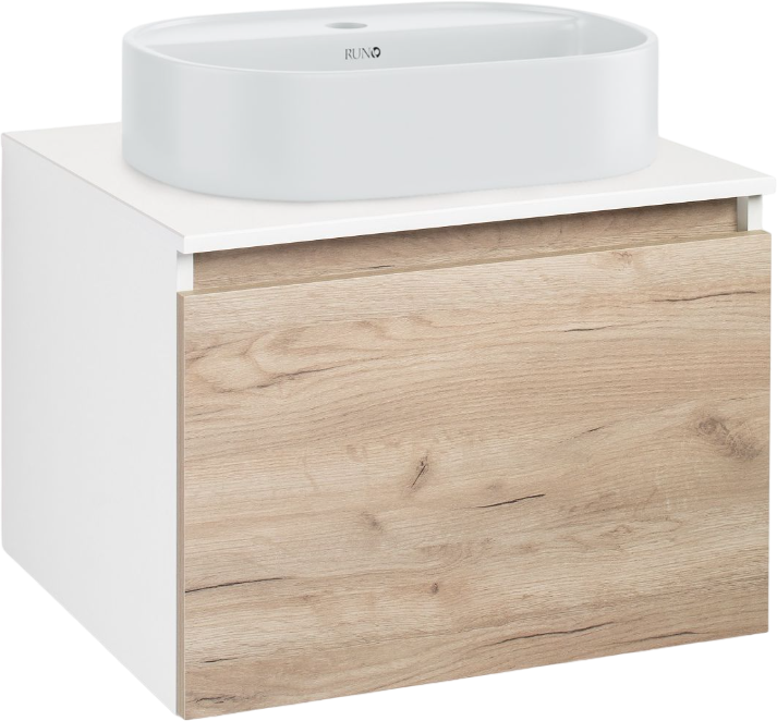 Мебель для ванной комнаты Runo Бари 60 крафтовый дуб, раковина Nuovo 50