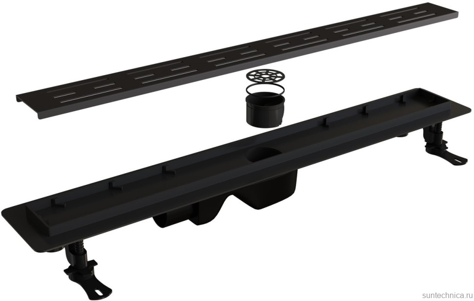 Душевой трап (лоток) RGW Drain Leo-30 черный, 60 см