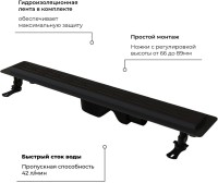 Душевой трап (лоток) RGW Drain Leo-30 черный, 60 см