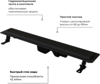 Душевой трап (лоток) RGW Drain Leo-30 черный, 60 см
