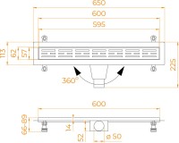 Душевой трап (лоток) RGW Drain Leo-30 черный, 60 см