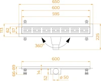 Душевой трап (лоток) RGW Drain Leo-30 черный, 60 см