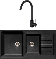 Комплект Мойка GranFest Practik P-980 KL черный + Смеситель Frap F40899-4 черный