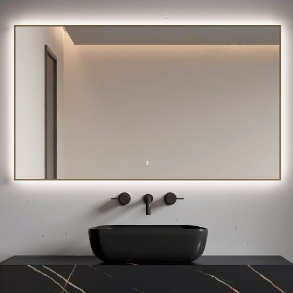 Зеркало Armadi Art 543-120 70 с подсветкой, диммером, с антизапотевателем, матовое золото