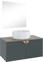 Мебель для ванной комнаты Runo Андорра 85 графит, дуб коньячный, раковина Sole 40