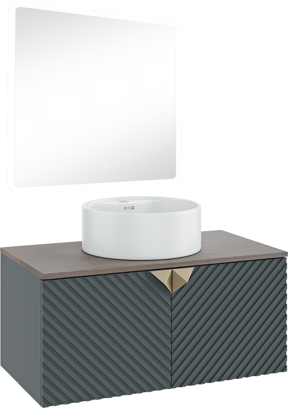Мебель для ванной комнаты Runo Андорра 85 графит, дуб коньячный, раковина Sole 40