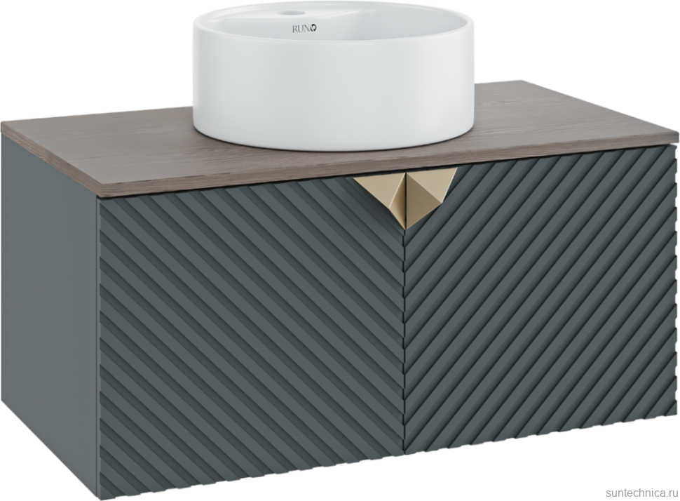 Мебель для ванной комнаты Runo Андорра 85 графит, дуб коньячный, раковина Sole 40