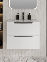 Тумба с раковиной Runo Lina 70 подвесная, глянцевая белая