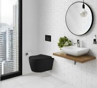 Унитаз подвесной Ceruttispa Sella Aria MBF CT10016 безободковый, с микролифтом, матовый черный
