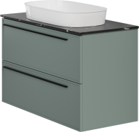 Тумба с раковиной La Fenice Elba Twin 100 подвесная, grigio, столешница черный мрамор, раковина белая матовая
