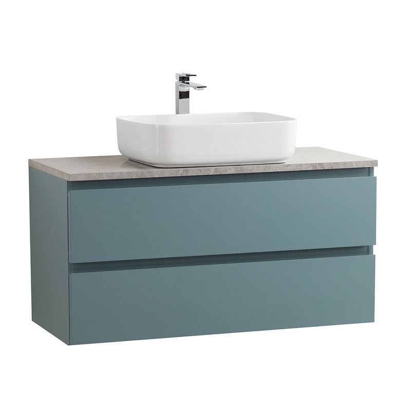 Тумба под раковину со столешницей BelBagno Kraft 100 подвесная, матовая голубая, столешница kep-100-mgl