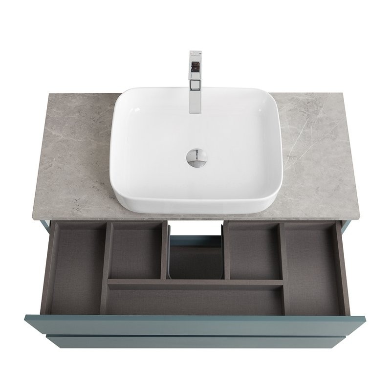 Тумба под раковину со столешницей BelBagno Kraft 100 подвесная, матовая голубая, столешница kep-100-mgl