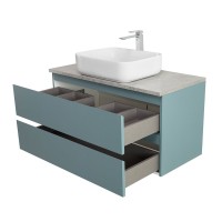 Тумба под раковину со столешницей BelBagno Kraft 100 подвесная, матовая голубая, столешница kep-100-mgl