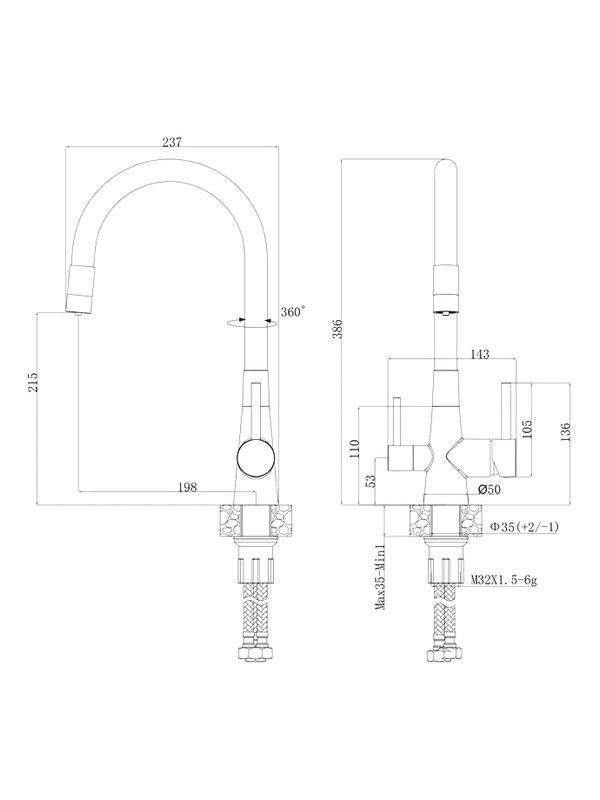 Смеситель для кухни Agger Elegant A3230322 с гибким изливом, сатин матовый