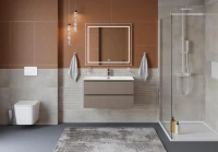 Тумба с раковиной BelBagno Kraft 90 подвесная, матовая бежевая, раковина bb-8099-90