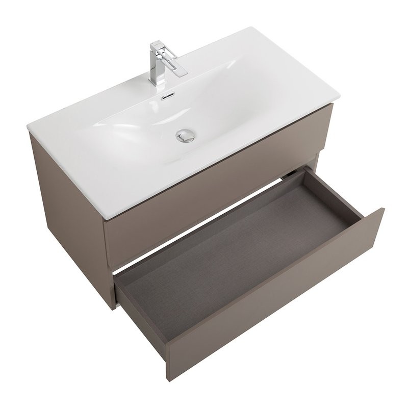 Тумба с раковиной BelBagno Kraft 90 подвесная, матовая бежевая, раковина bb-8099-90