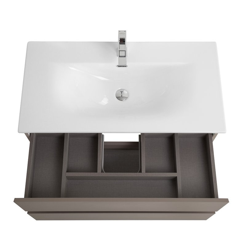 Тумба с раковиной BelBagno Kraft 90 подвесная, матовая бежевая, раковина bb-8099-90