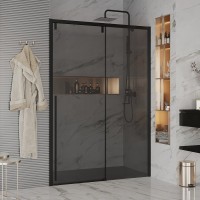 Душевая дверь в нишу Ambassador Intense 110022203IBB 140 см, профиль черный