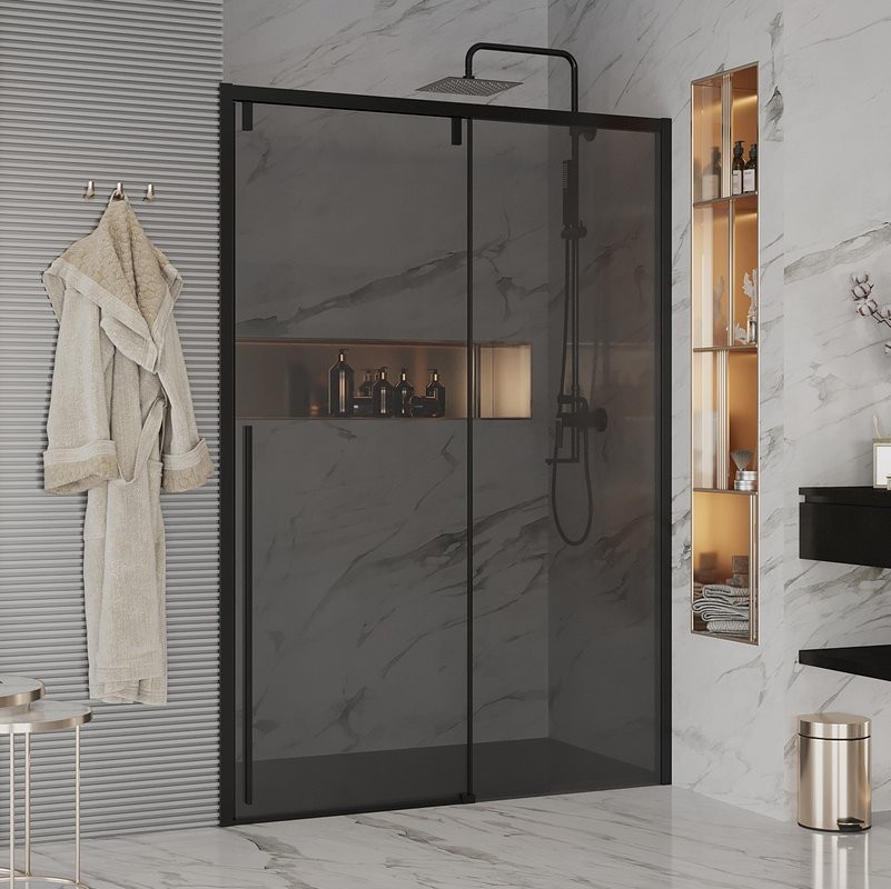 Душевая дверь в нишу Ambassador Intense 110022203IBB 140 см, профиль черный