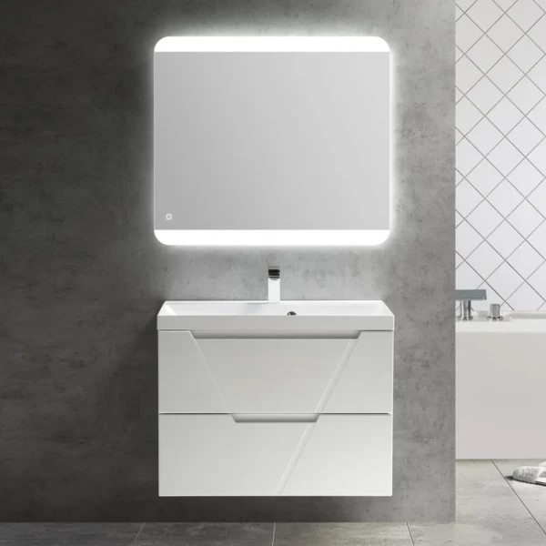 Мебель для ванной комнаты BelBagno Vittoria 80 подвесная, bianco opaco, белая глянцевая раковина