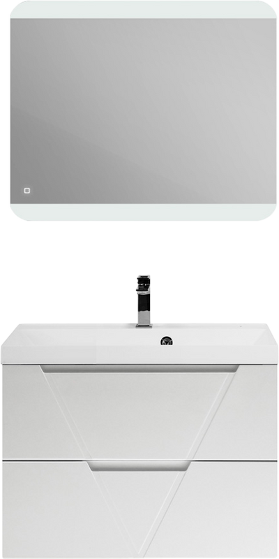 Мебель для ванной комнаты BelBagno Vittoria 80 подвесная, bianco opaco, белая глянцевая раковина