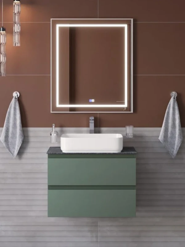 Мебель для ванной комнаты BelBagno Kraft 60 подвесная, матовая еловая, столешница kep-60-grn, раковина BB1304