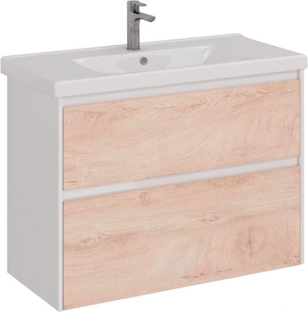 Тумба под раковину Lemark Combi 100 дуб кантри, белая глянцевая