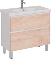 Тумба под раковину Lemark Combi 100 дуб кантри, белая глянцевая