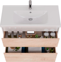 Тумба под раковину Lemark Combi 100 дуб кантри, белая глянцевая