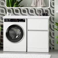 Тумба с раковиной Misty Ингрид 60 напольная, под стиральную машину, белая, правая