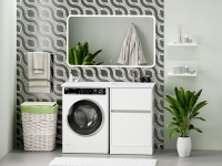 Тумба с раковиной Misty Ингрид 60 напольная, под стиральную машину, белая, правая