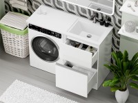 Тумба с раковиной Misty Ингрид 60 напольная, под стиральную машину, белая, правая