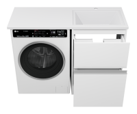 Тумба с раковиной Misty Ингрид 60 напольная, под стиральную машину, белая, правая