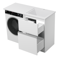 Тумба с раковиной Misty Ингрид 60 напольная, под стиральную машину, белая, правая