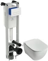 Комплект Унитаз подвесной Ideal Standard Tesi T355101 безободковый с микролифтом + Инсталляция Prosys Eco Frame M E2332AC кнопка смыва белая