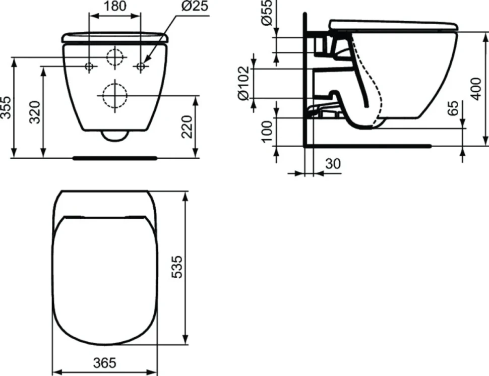 Комплект Унитаз подвесной Ideal Standard Tesi T355101 безободковый с микролифтом + Инсталляция Prosys Eco Frame M E2332AC кнопка смыва белая