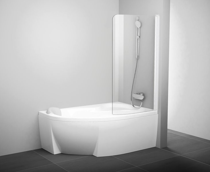 Шторка на ванну Ravak Rosa CVSK1 140/150 R Transparent, профиль белый