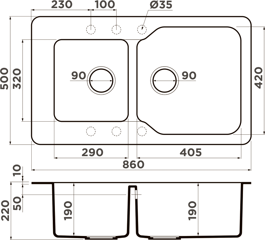 Комплект Мойка Omoikiri Maru 86-2-BL черная + Измельчитель Nagare 1000