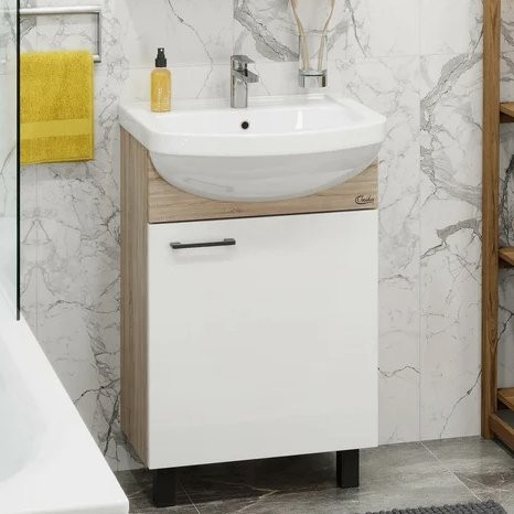 Тумба под раковину Onika Эко 52 Black напольная, белая, дуб сонома