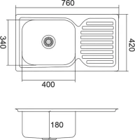 Мойка кухонная Emar Steel 302A