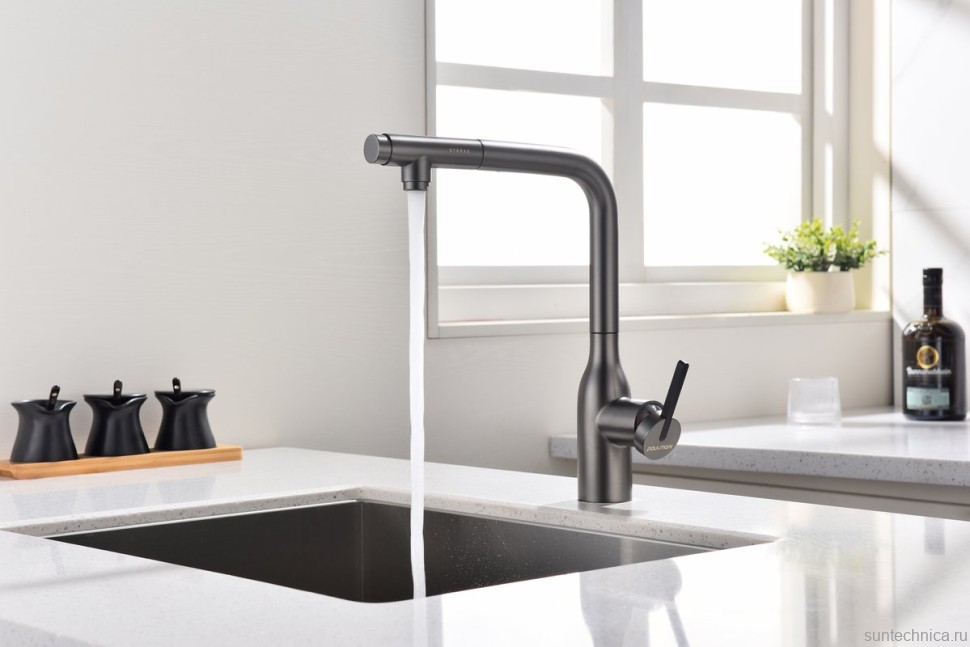 Смеситель для кухни Paulmark Viper Vi213105-GM вороненая сталь