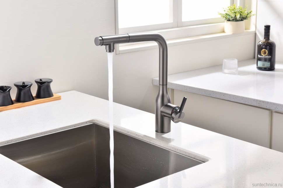 Смеситель для кухни Paulmark Viper Vi213105-GM вороненая сталь