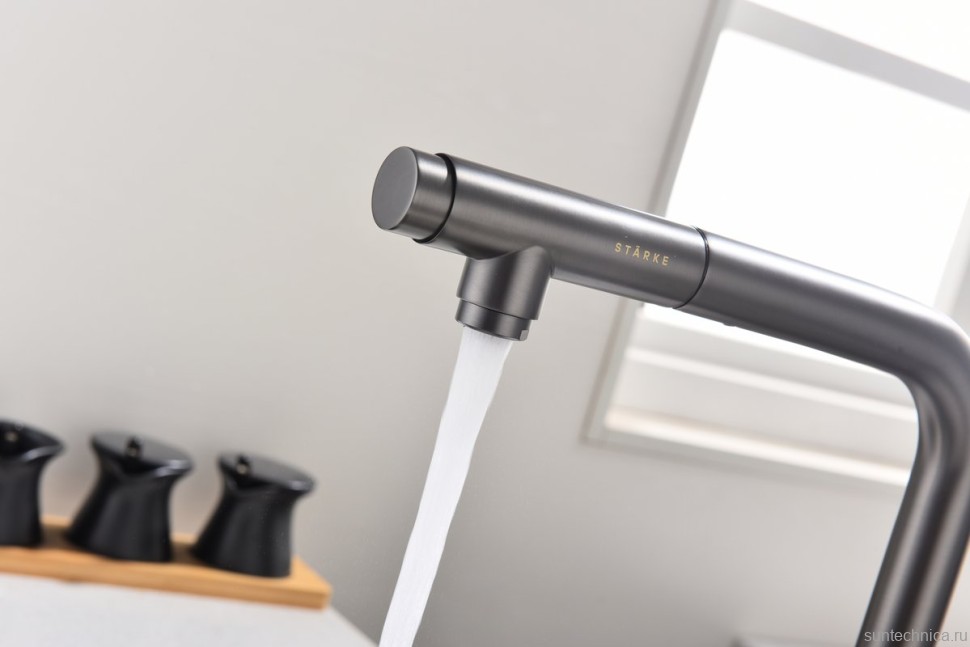 Смеситель для кухни Paulmark Viper Vi213105-GM вороненая сталь