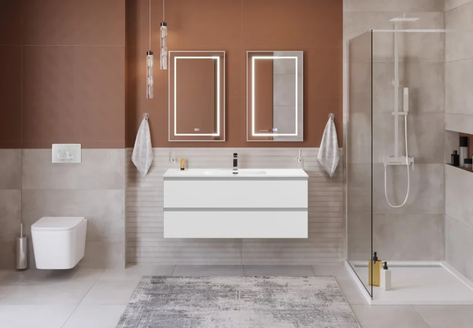 Мебель для ванной комнаты BelBagno Kraft 120 подвесная, bianco opaco, раковина bb1200etl