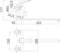 Смеситель с длинным изливом для ванны Fashun A2281-7 черный